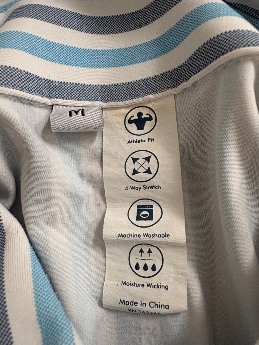 State & Liberty Performance Button Down Shirt Blue Stripe 4 Way Stretch Size M - Picture 4 of 8